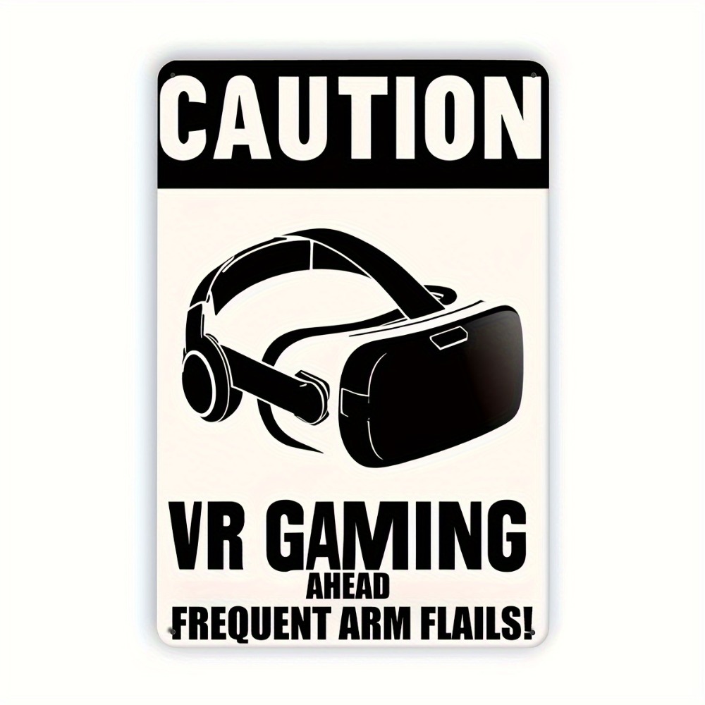 1PC 주의사항 VR 게임 금속 틴 사인 레트로 철제  - Retro Gaming In Vr 리뷰 및 가격