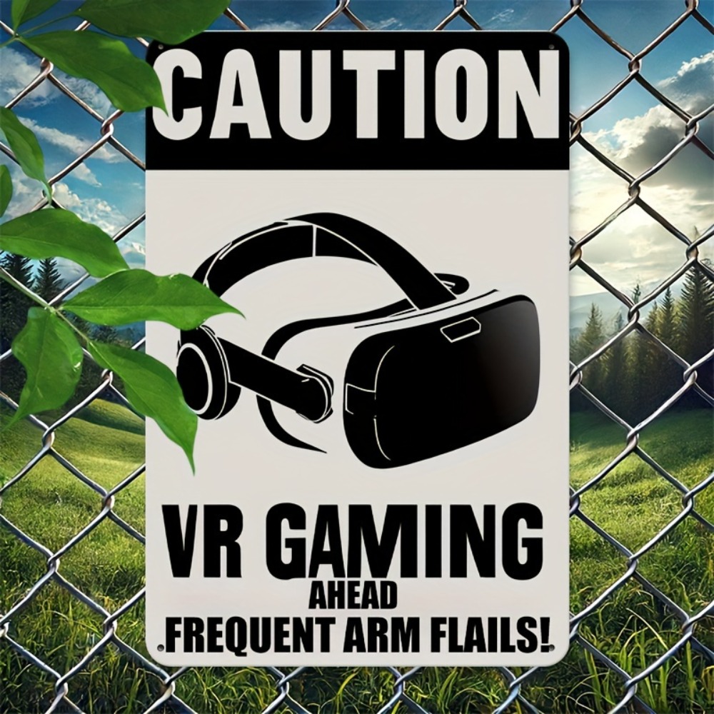 1PC 주의사항 VR 게임 금속 틴 사인 레트로 철제  - Retro Gaming In Vr 리뷰 및 가격