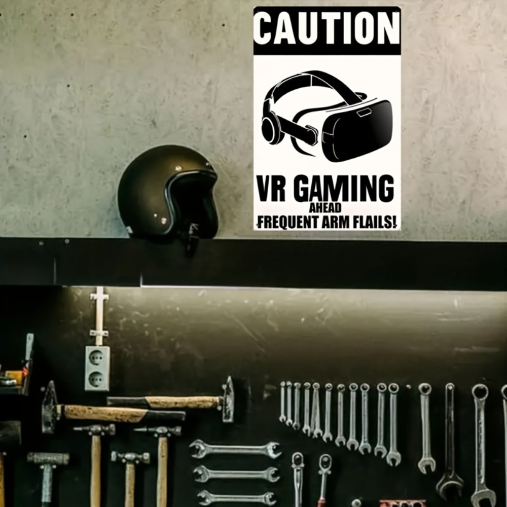 1PC 주의사항 VR 게임 금속 틴 사인 레트로 철제  - Retro Gaming In Vr 리뷰 및 가격
