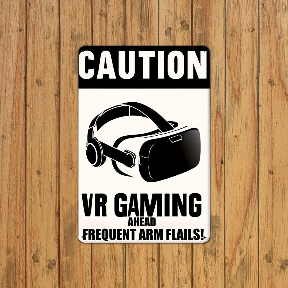 1PC 주의사항 VR 게임 금속 틴 사인 레트로 철제  - Retro Gaming In Vr 리뷰 및 가격