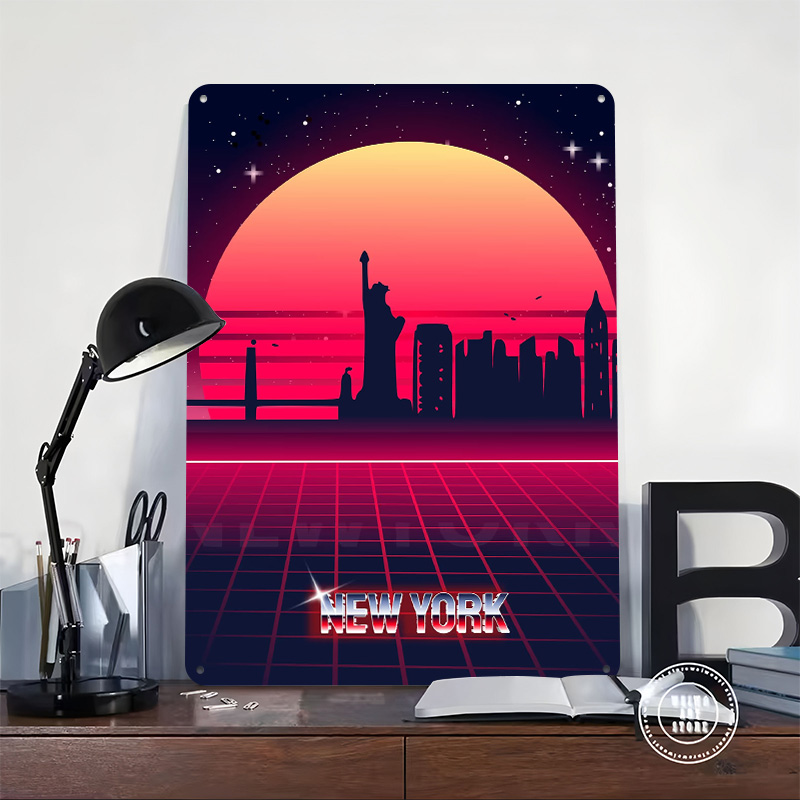 뉴욕 스카이라인 금속 포스터 맞춤형 벽 장식 레트로 빈 - Retro Gaming York 리뷰 및 가격