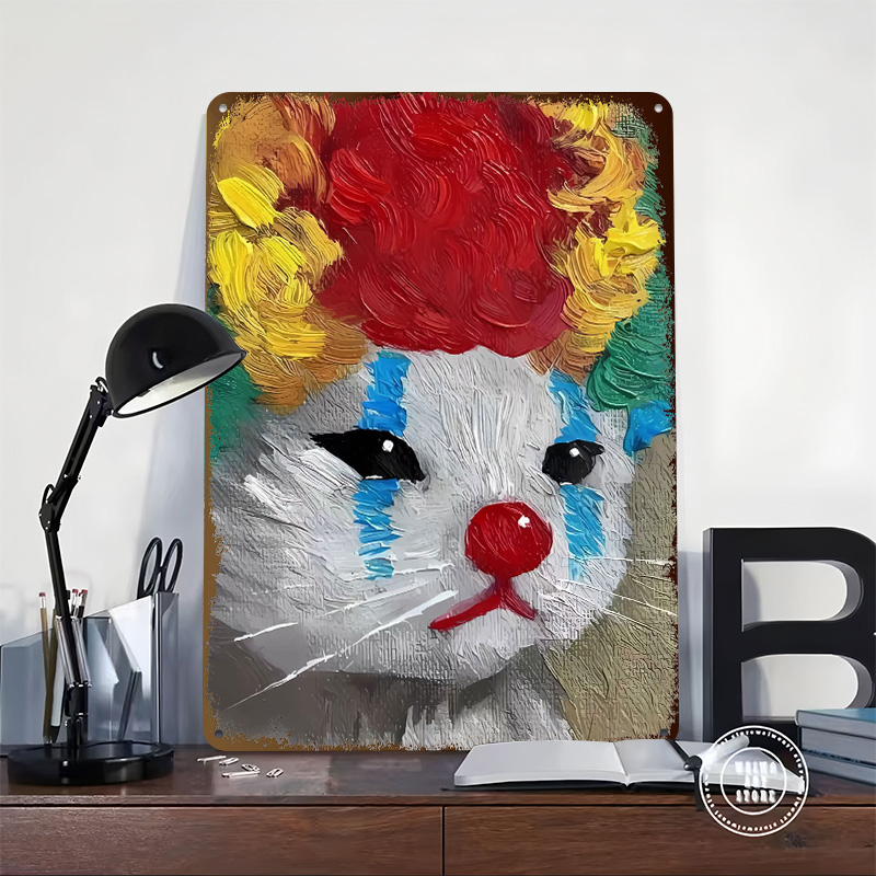 슬픈 광대 고양이 그림 틴플레이트 포스터 맞춤형 벽 예 - Retro Gaming Gadgets 리뷰 및 가격