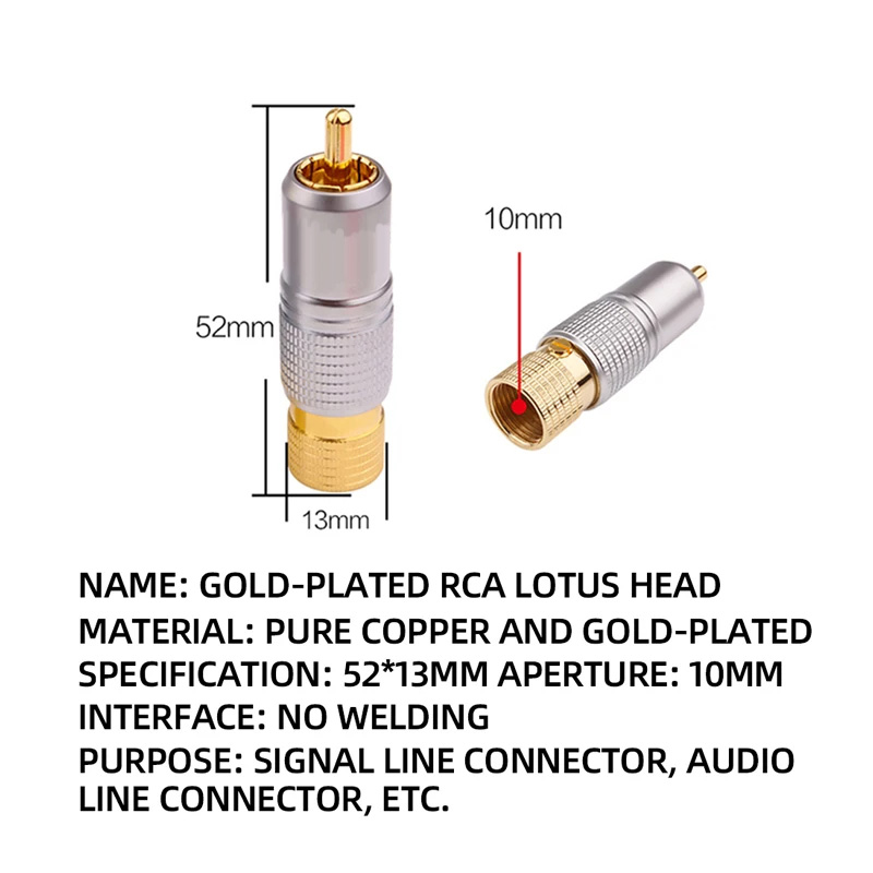 4pcs Hifi 24K 골드 도금 RCA 플러그 오디 - Composite Rca Cable 리뷰 및 가격